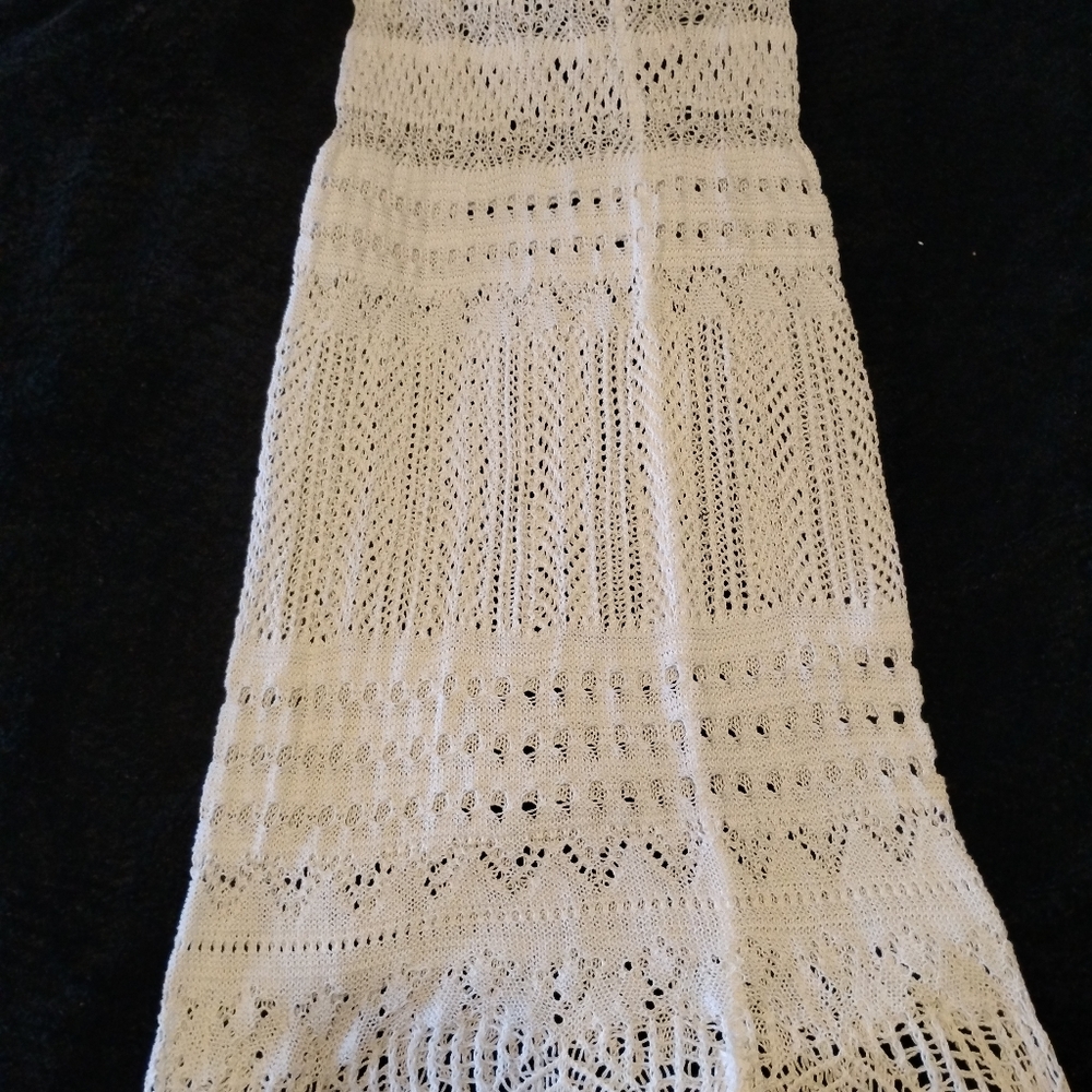 White Crochet Knit Maxi Skirt